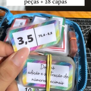 Dominó adição e subtração de números decimais - 28 peças e 28 capas