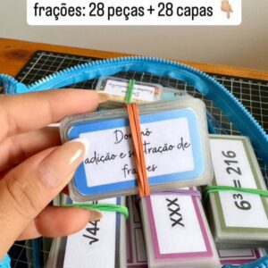Dominó adição e subtração de frações - 28 peças e 28 capas