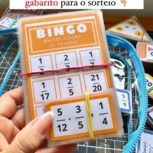 Bingo multiplicação de frações - 40 cartelas e 50 fichas