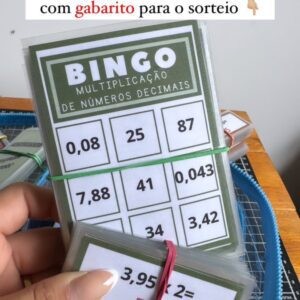 Bingo multiplicação de números decimais - 40 cartelas e 50 fichas