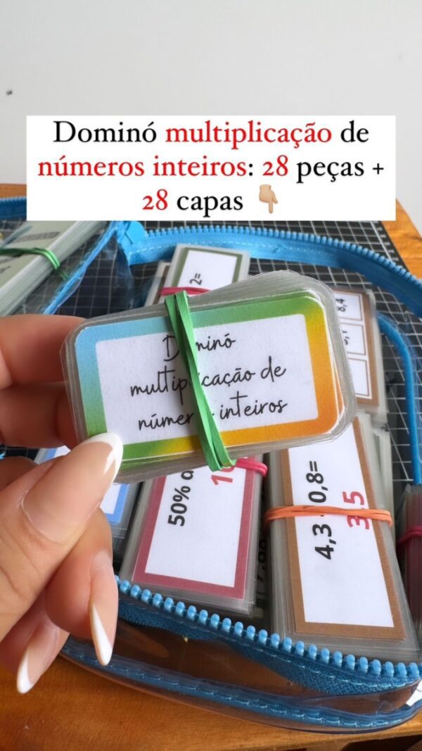 Dominó multiplicação de números inteiros 28 peças e 28 capas – Prof ...