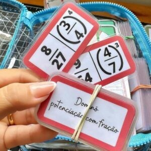 Dominó potenciação com fração - 28 peças e 28 capas